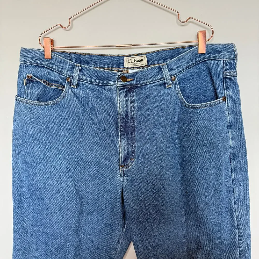 LL Bean Jeans Mens 42x29 Denim Flannel Lined Straight Leg Barn Country Outdoor